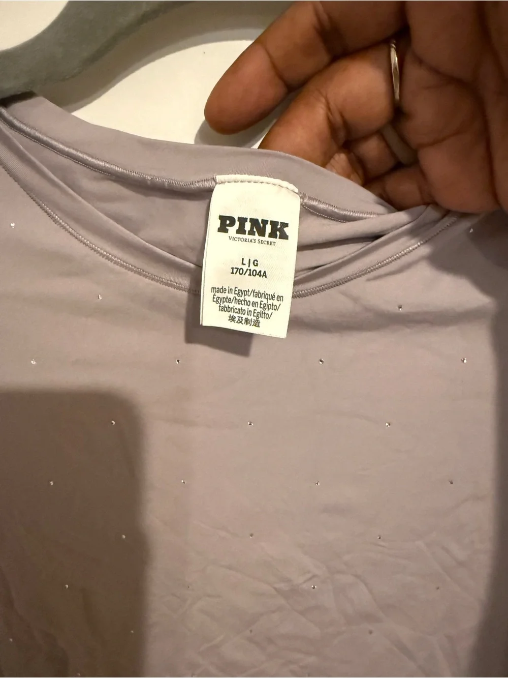 PINK Victoria's Secret Short Sleeve Sprinkly Crewneck Tee in Lavender Gray